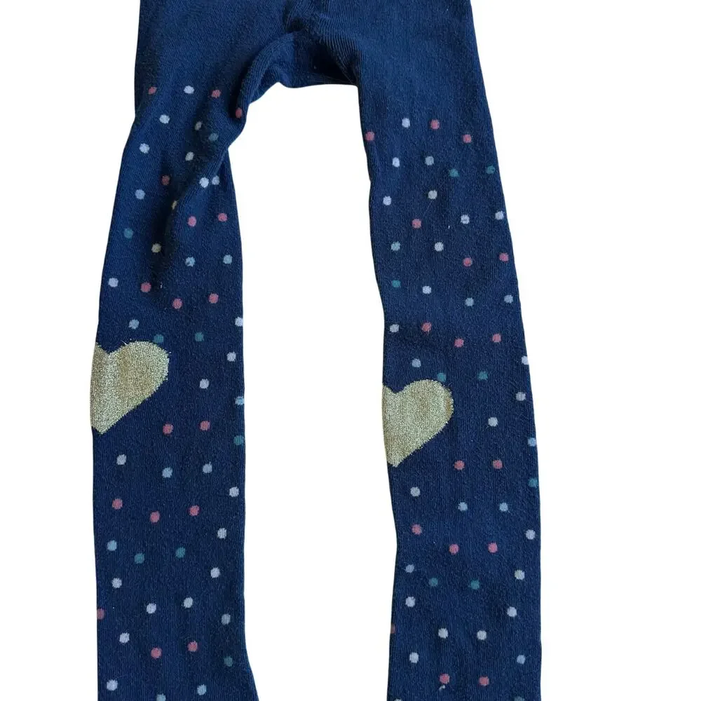Carter's Blue Polka Dot Heart Knee Tights Size 4-7 Years